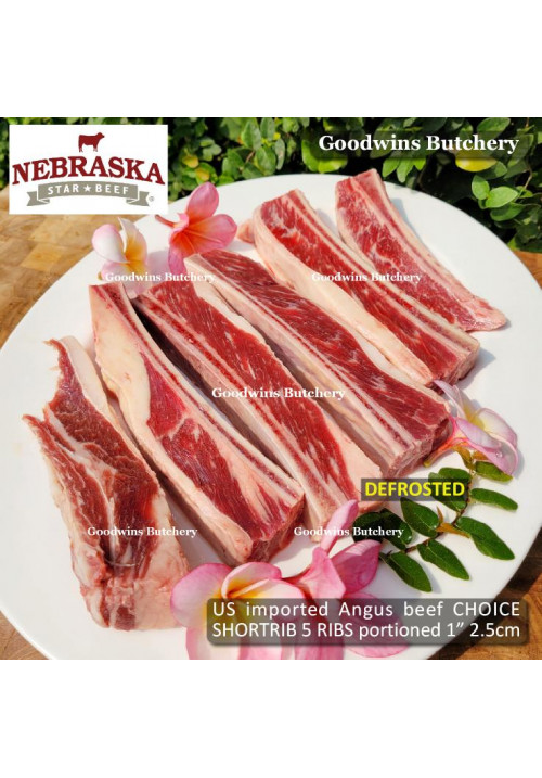 Beef rib CHUCK SHORTRIB 5 RIBS US USDA Nebraska ANGUS frozen portioned parallel cut with the rib 1" 2.5cm (price/pack 1kg 5-6pcs)